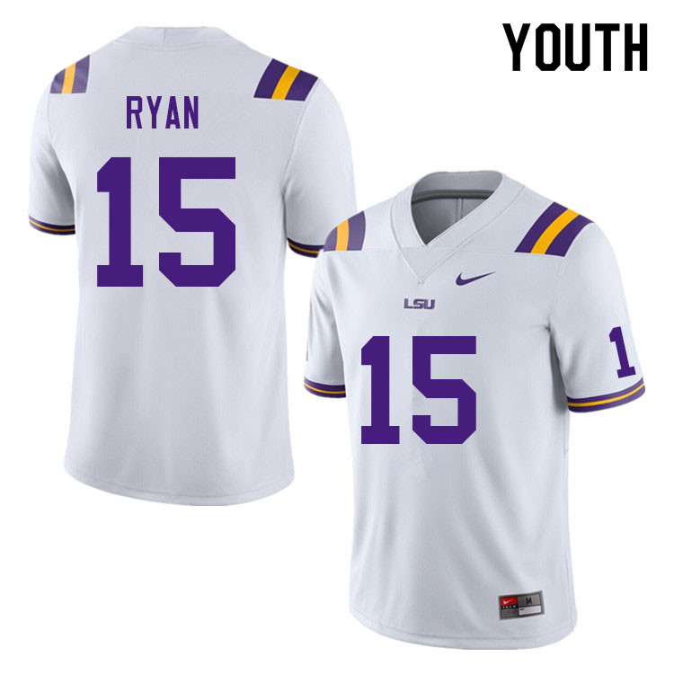 Youth #15 Sage Ryan LSU Tigers College Football Jerseys Sale-White